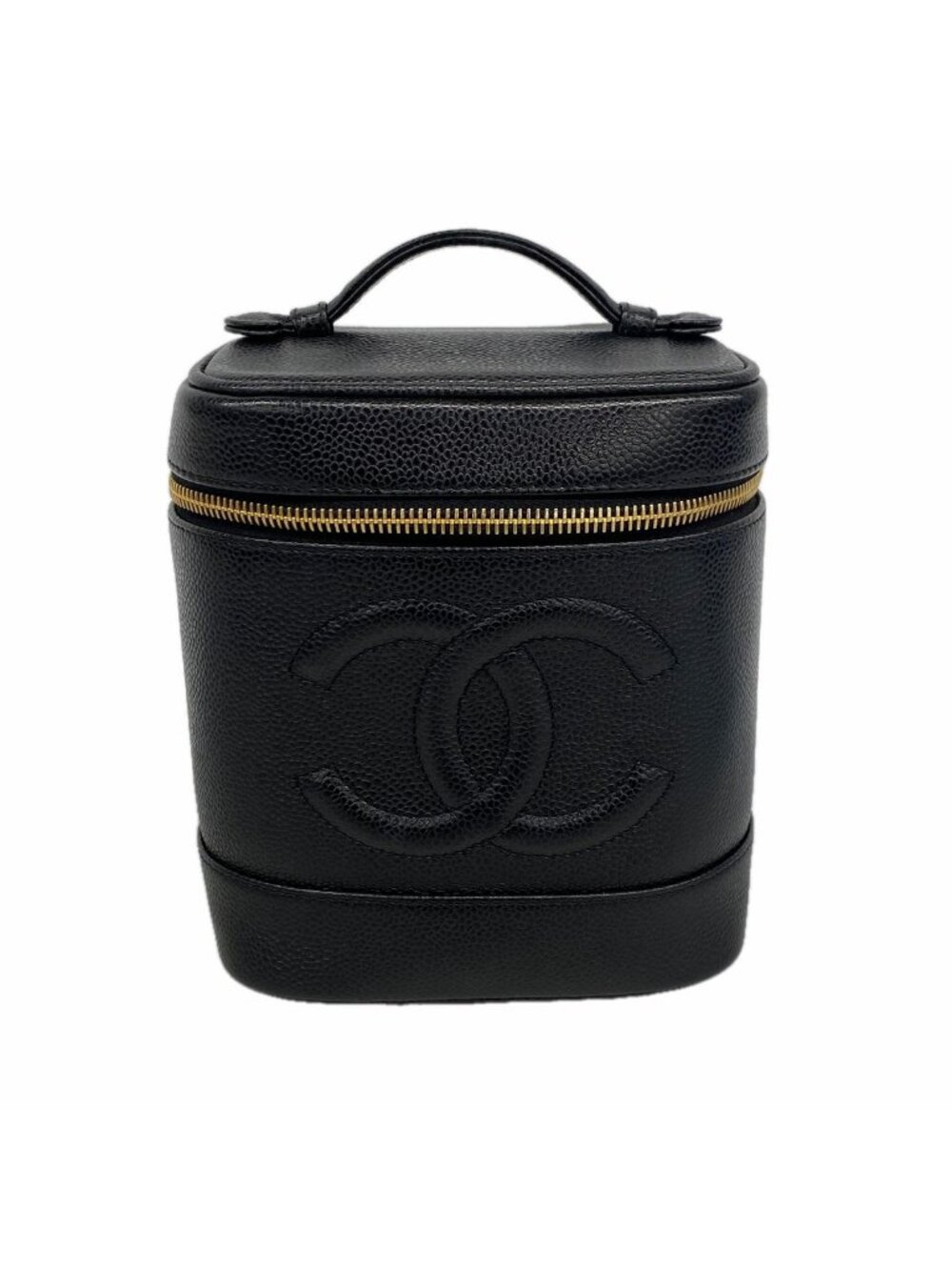 Chanel Vanity Bag Caviar Leather Black Gold